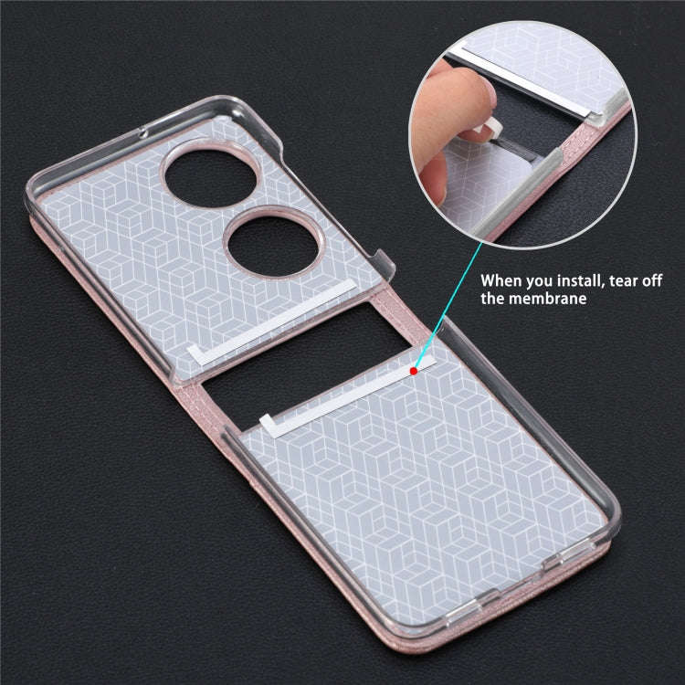 For Huawei P50 Pocket Litchi Pattern Card Folding Phone Case(Pink)