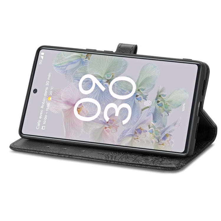 For Google Pixel 6a Mandala Flower Embossed Flip Leather Phone Case(Black)