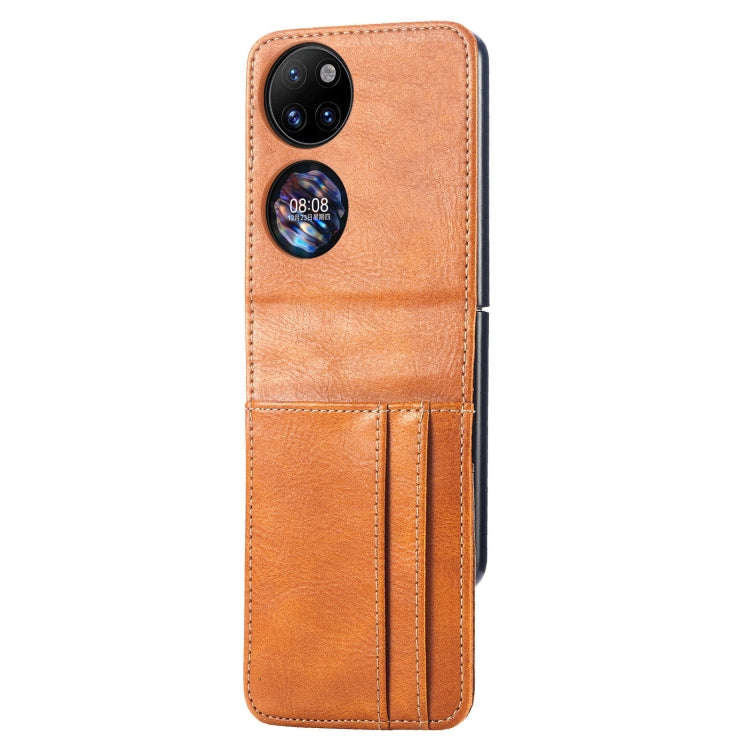 For Huawei P50 Pocket Wallet Card Folding Phone Case(Yellow)
