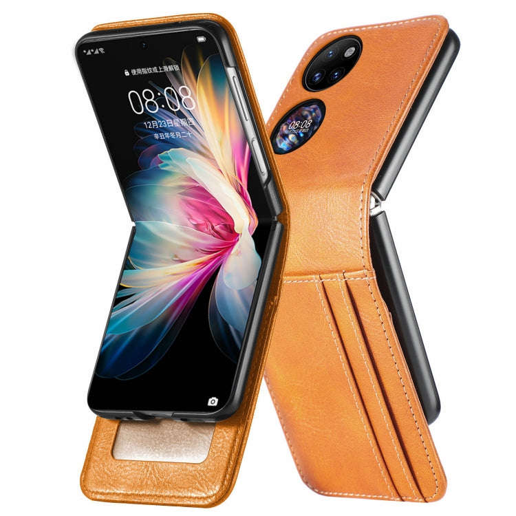 For Huawei P50 Pocket Wallet Card Folding Phone Case(Yellow)