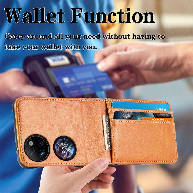 For Huawei P50 Pocket Wallet Card Folding Phone Case(Yellow)