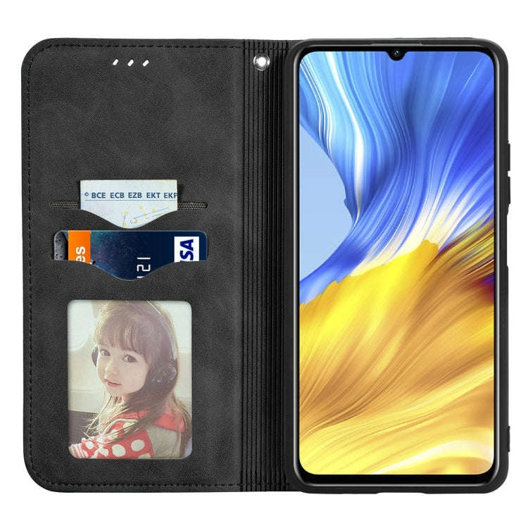 For Honor X10 Max 5G Retro Skin Feel Magnetic Horizontal Flip Leather Phone Case(Black)