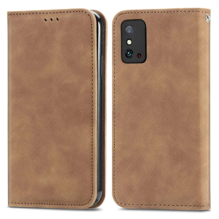 For Honor X10 Max 5G Retro Skin Feel Magnetic Horizontal Flip Leather Phone Case(Brown)