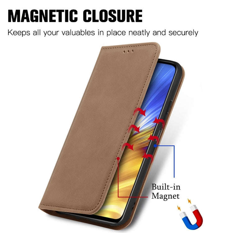 For Honor X10 Max 5G Retro Skin Feel Magnetic Horizontal Flip Leather Phone Case(Brown)