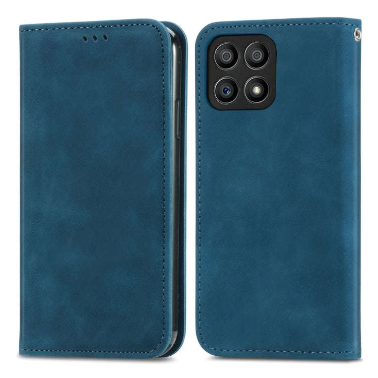 For Honor X30i Retro Skin Feel Magnetic Horizontal Flip Leather Phone Case(Blue)