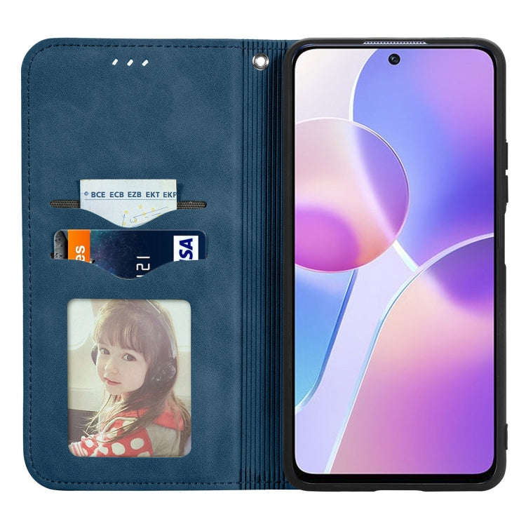 For Honor X30i Retro Skin Feel Magnetic Horizontal Flip Leather Phone Case(Blue)
