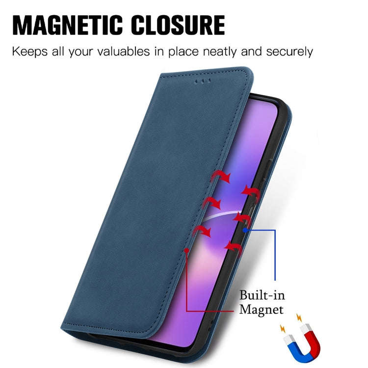 For Honor X30i Retro Skin Feel Magnetic Horizontal Flip Leather Phone Case(Blue)