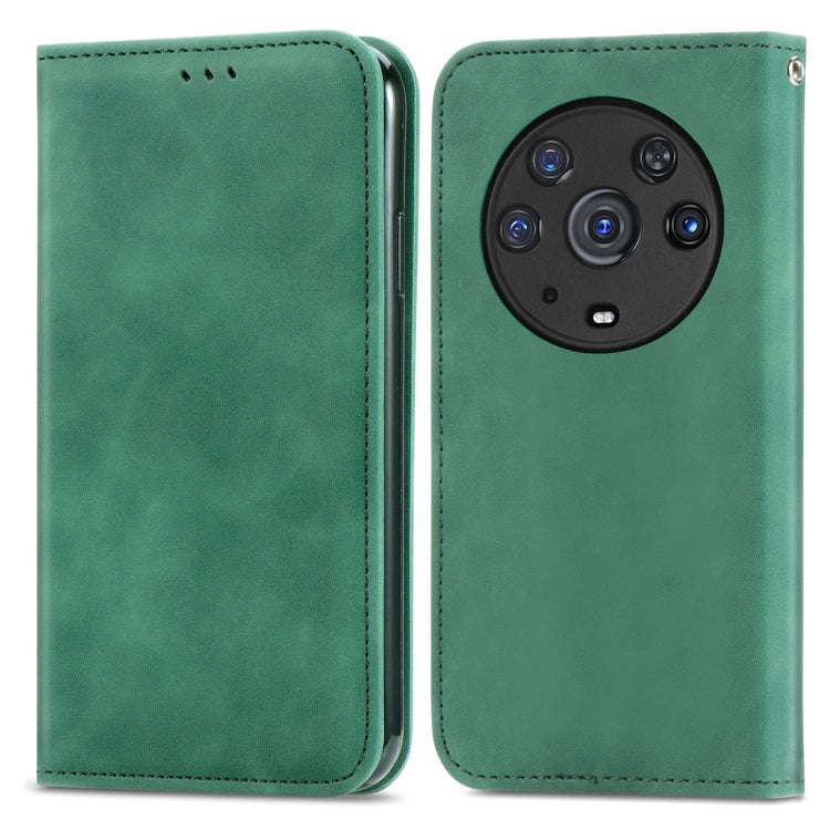 For Honor Magic3 Pro Retro Skin Feel Magnetic Horizontal Flip Leather Phone Case(Green)