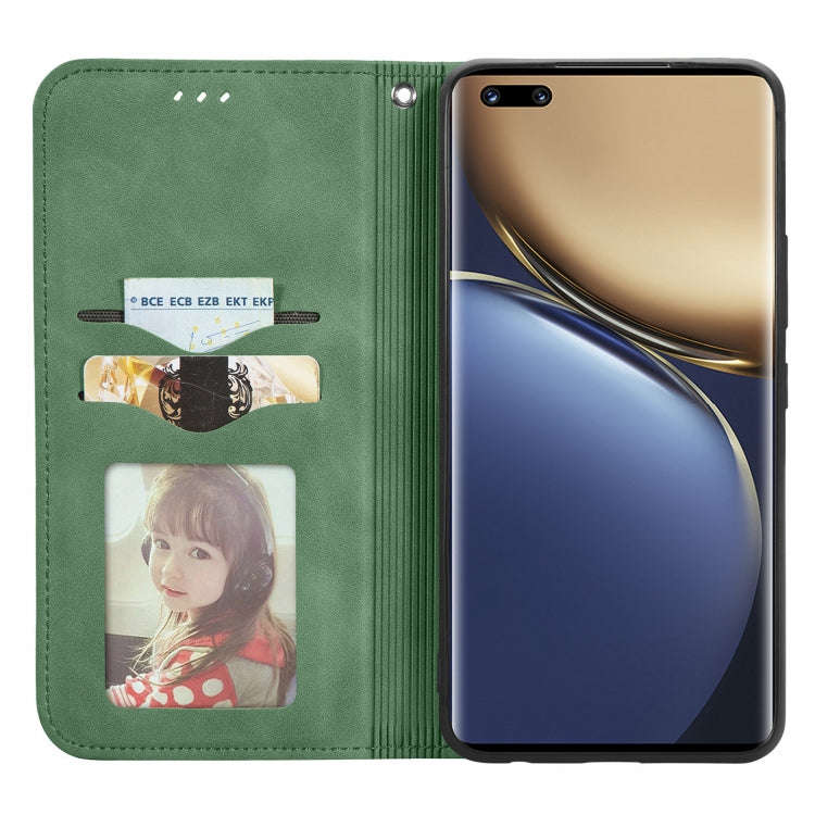 For Honor Magic3 Pro Retro Skin Feel Magnetic Horizontal Flip Leather Phone Case(Green)