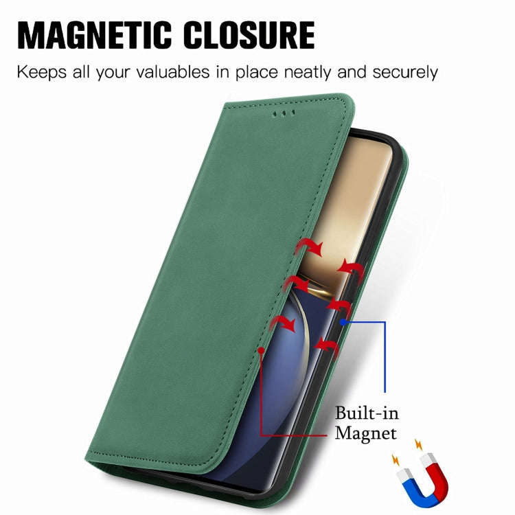 For Honor Magic3 Pro Retro Skin Feel Magnetic Horizontal Flip Leather Phone Case(Green)