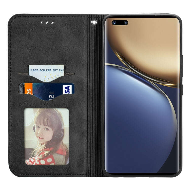 For Honor Magic3 Retro Skin Feel Magnetic Horizontal Flip Leather Phone Case(Black)