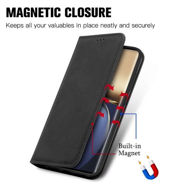 For Honor Magic3 Retro Skin Feel Magnetic Horizontal Flip Leather Phone Case(Black)