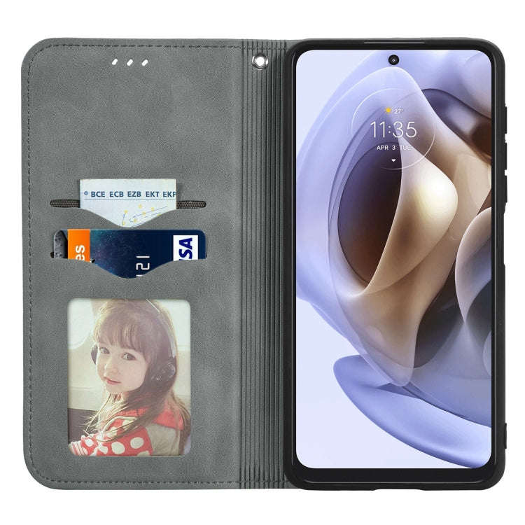For Motorola Moto G31 Retro Skin Feel Magnetic Horizontal Flip Leather Phone Case(Grey)