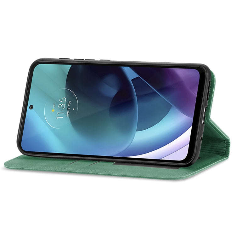For Motorola Moto G71 Retro Skin Feel Magnetic Horizontal Flip Leather Phone Case(Green)