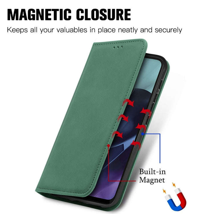 For Motorola Moto G71 Retro Skin Feel Magnetic Horizontal Flip Leather Phone Case(Green)