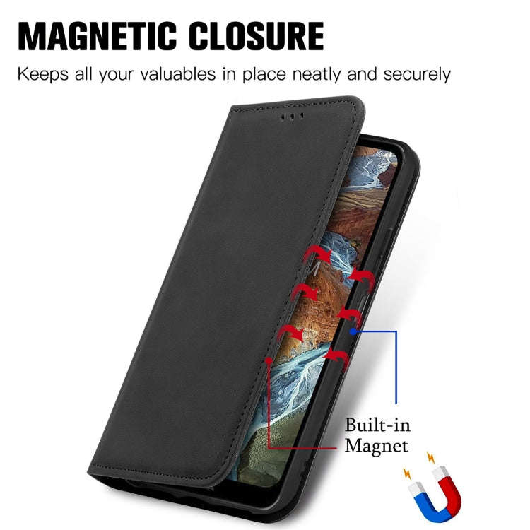 For Nokia G300 Retro Skin Feel Magnetic Horizontal Flip Leather Phone Case(Black)