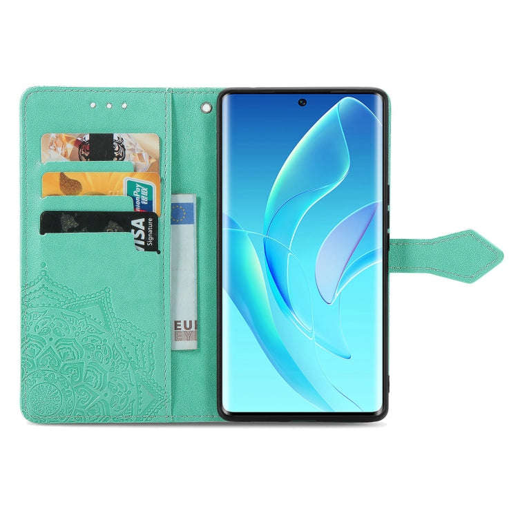 For Honor 60 Mandala Flower Embossed Flip Leather Phone Case(Green)