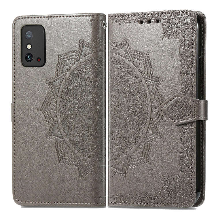 For Honor X10 Max 5G Mandala Flower Embossed Flip Leather Phone Case(Grey)
