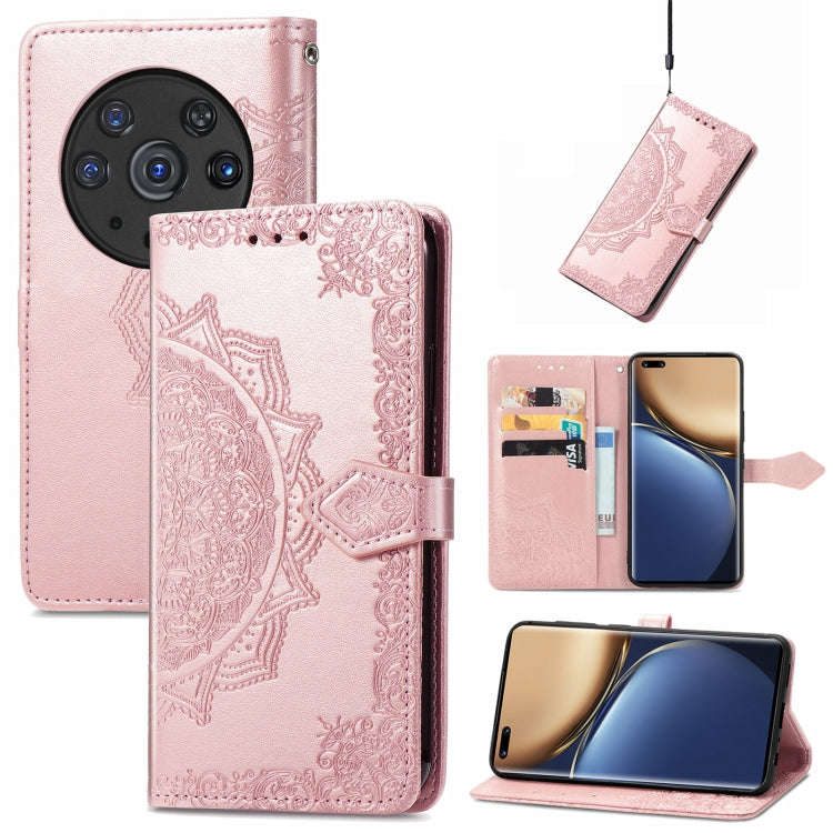 For Honor Magic3 Pro Mandala Flower Embossed Flip Leather Phone Case(Rose Gold)