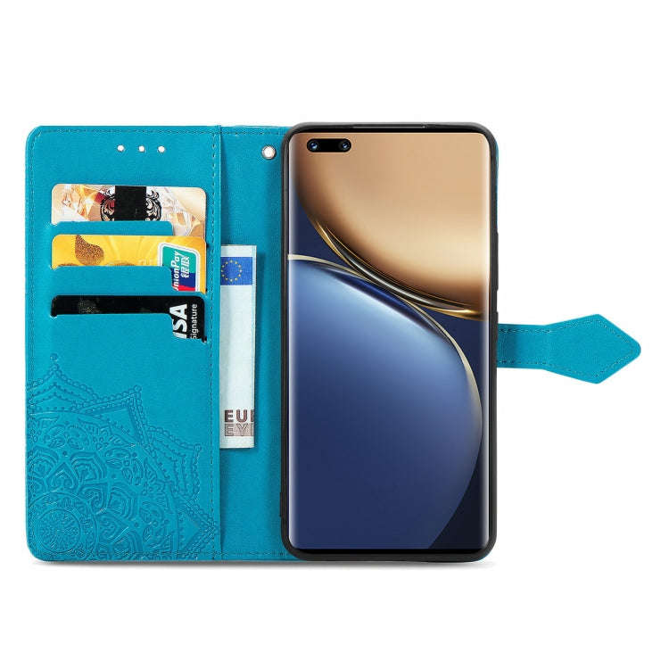 For Honor Magic3 Mandala Flower Embossed Flip Leather Phone Case(Blue)