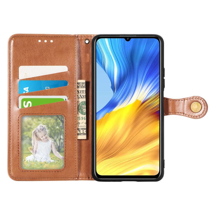 For Honor X10 Max 5G Solid Color Leather Buckle Phone Case(Brown)