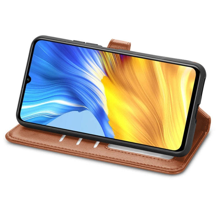 For Honor X10 Max 5G Solid Color Leather Buckle Phone Case(Brown)