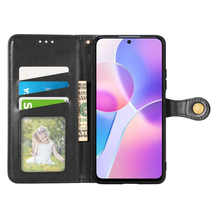 For Honor X30i Solid Color Leather Buckle Phone Case(Black)