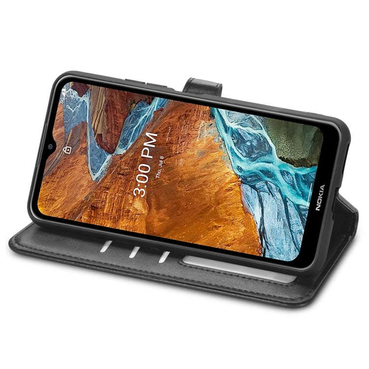 For Nokia G300 Solid Color Leather Buckle Phone Case(Black)