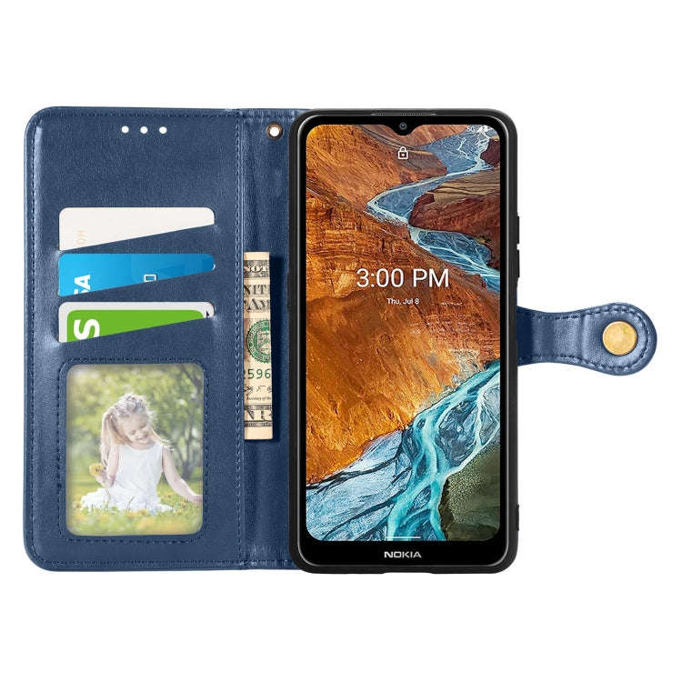 For Nokia G300 Solid Color Leather Buckle Phone Case(Blue)