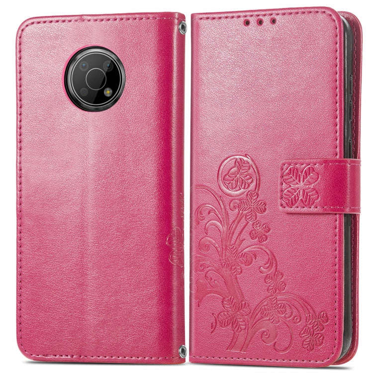 For Nokia G300 Four-leaf Clasp Embossed Buckle Leather Phone Case(Magenta)