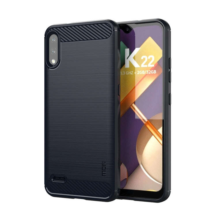 For LG K22 / K22 Plus MOFI Gentleness Brushed Carbon Fiber Soft TPU Case(Blue)