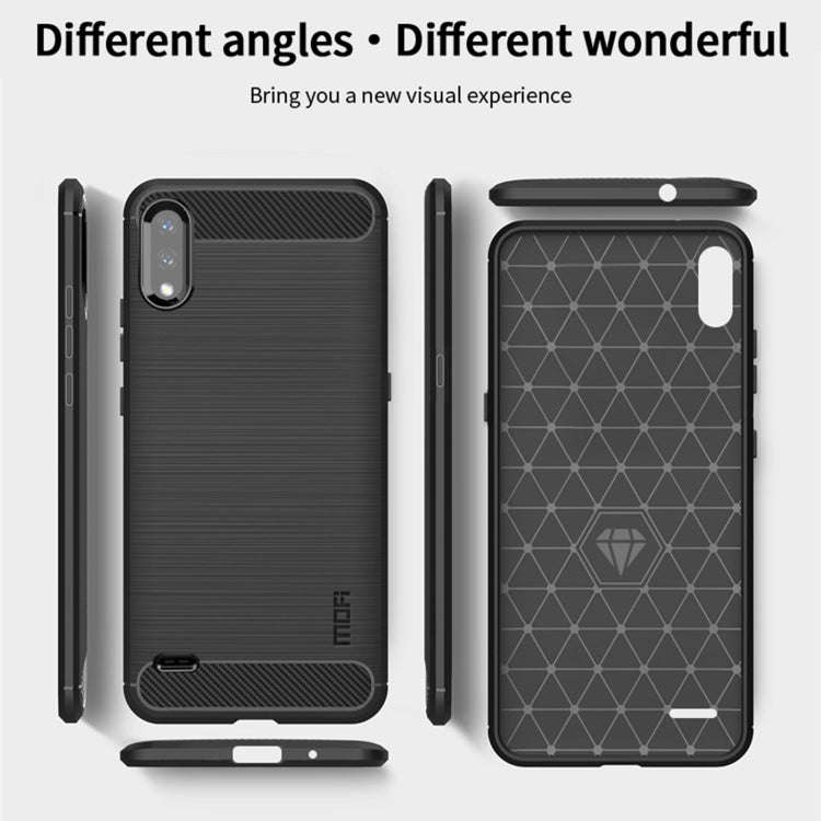 For LG K22 / K22 Plus MOFI Gentleness Brushed Carbon Fiber Soft TPU Case(Blue)