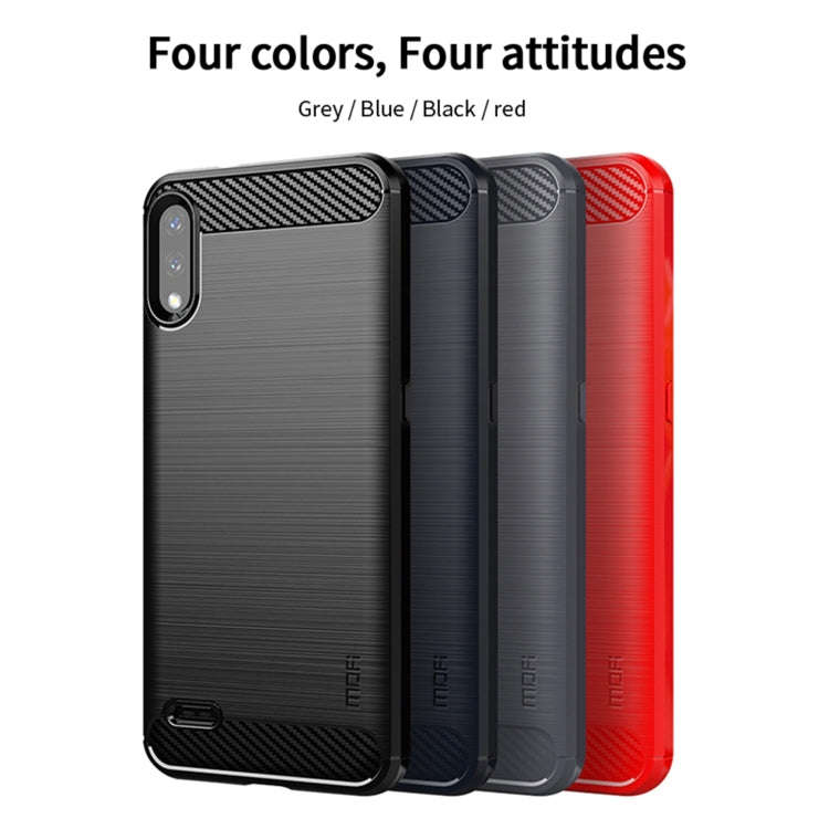 For LG K22 / K22 Plus MOFI Gentleness Brushed Carbon Fiber Soft TPU Case(Blue)