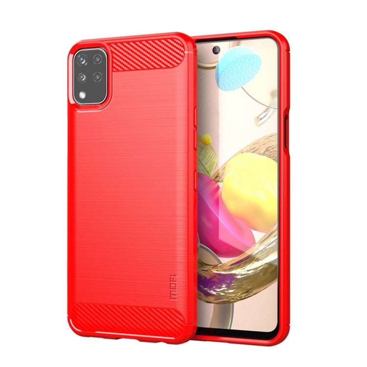 For LG K42 MOFI Gentleness Brushed Carbon Fiber Soft TPU Case(Red)