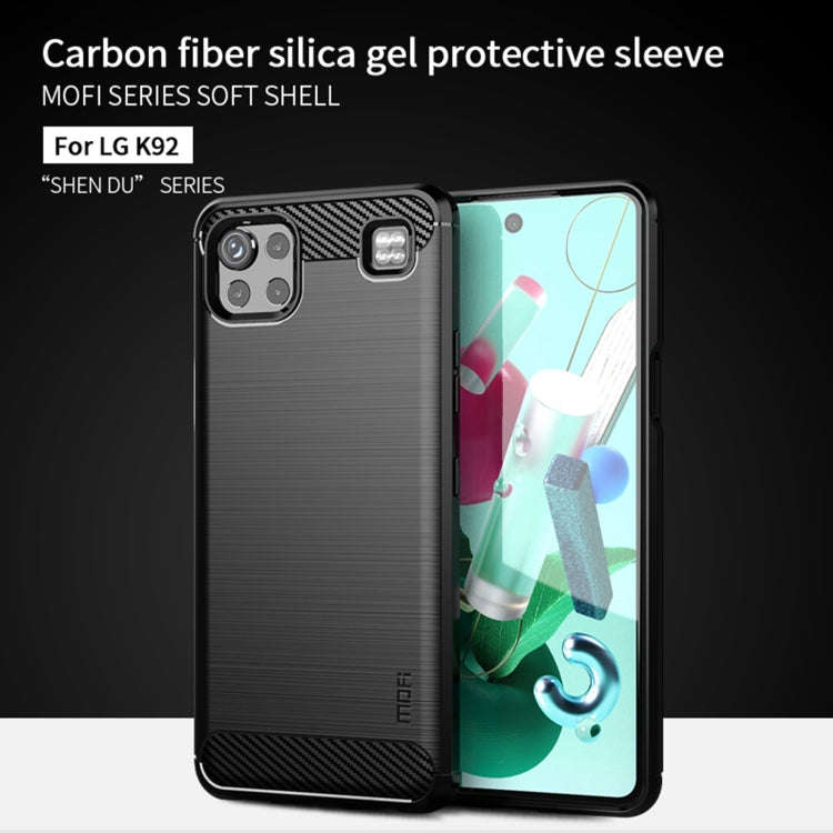 For LG K92 MOFI Gentleness Brushed Carbon Fiber Soft TPU Case(Black)