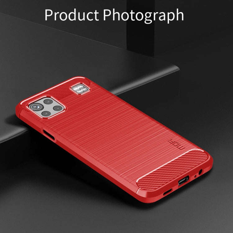 For LG K92 MOFI Gentleness Brushed Carbon Fiber Soft TPU Case(Red)