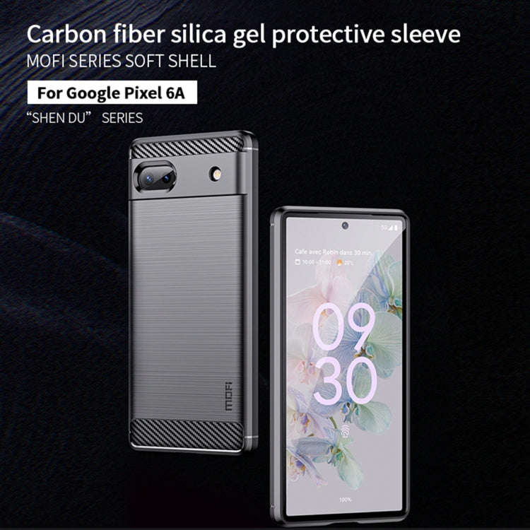 For Google Pixel 6A MOFI Gentleness Brushed Carbon Fiber Soft TPU Case(Black)