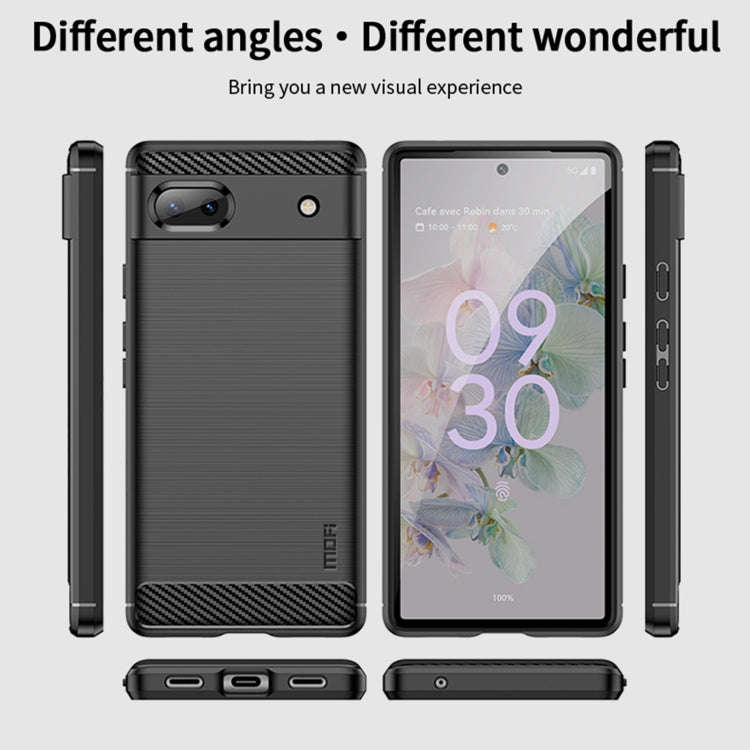 For Google Pixel 6A MOFI Gentleness Brushed Carbon Fiber Soft TPU Case(Black)
