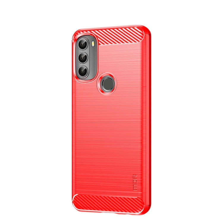 For Motorola Moto G71 5G MOFI Gentleness Brushed Carbon Fiber Soft TPU Case(Red)