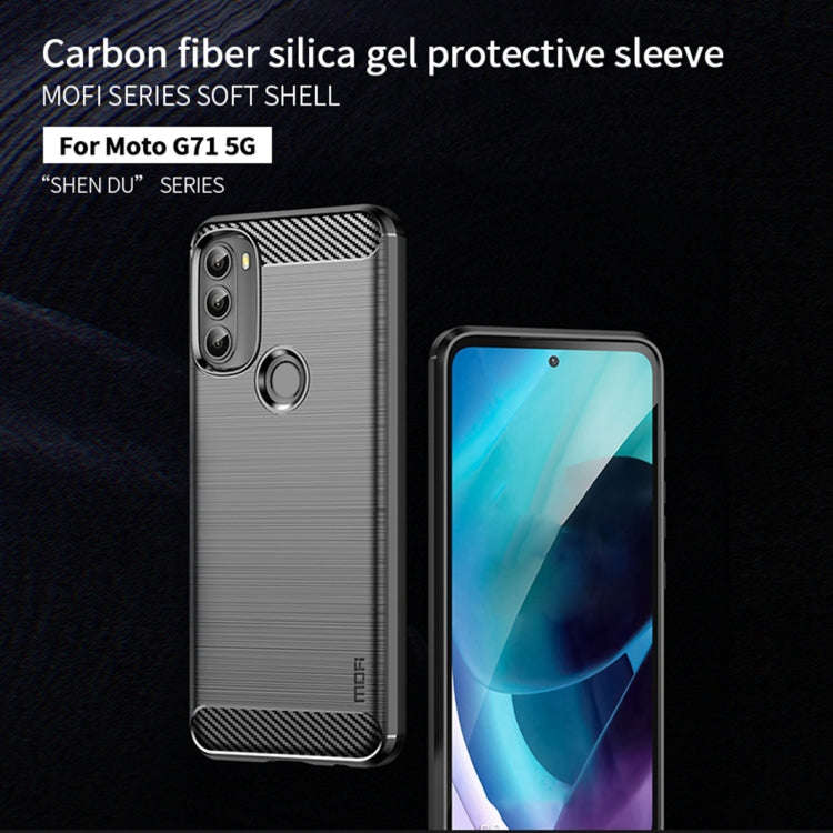 For Motorola Moto G71 5G MOFI Gentleness Brushed Carbon Fiber Soft TPU Case(Red)