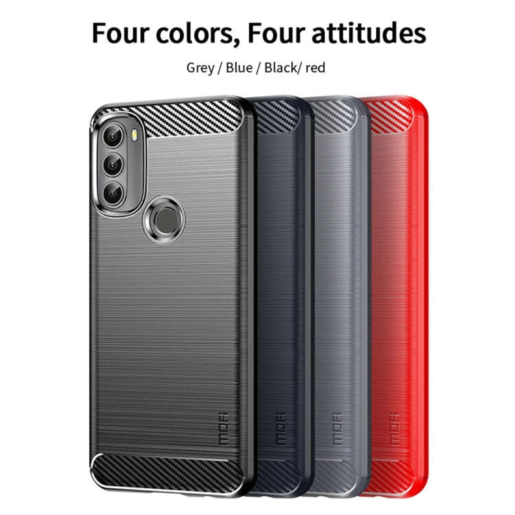 For Motorola Moto G71 5G MOFI Gentleness Brushed Carbon Fiber Soft TPU Case(Red)