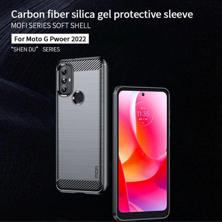 For Motorola Moto G Power 2022 MOFI Gentleness Brushed Carbon Fiber Soft TPU Case(Blue)