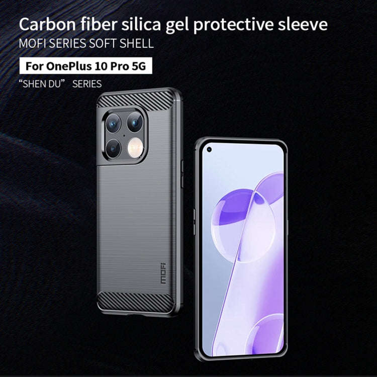 For OnePlus 10 Pro 5G MOFI Gentleness Brushed Carbon Fiber Soft TPU Case(Black)