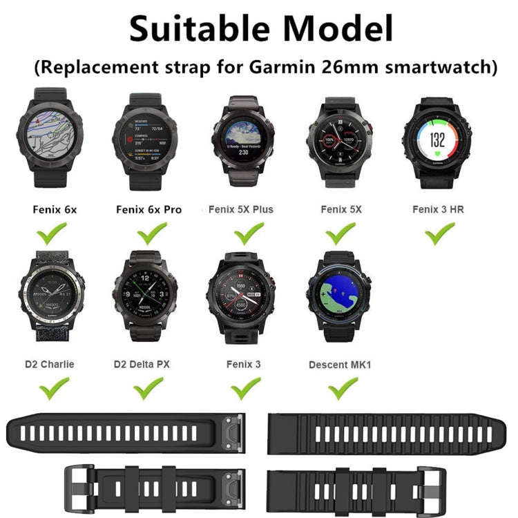 For Garmin Fenix 3 26mm Silicone Watch Band(Blue)