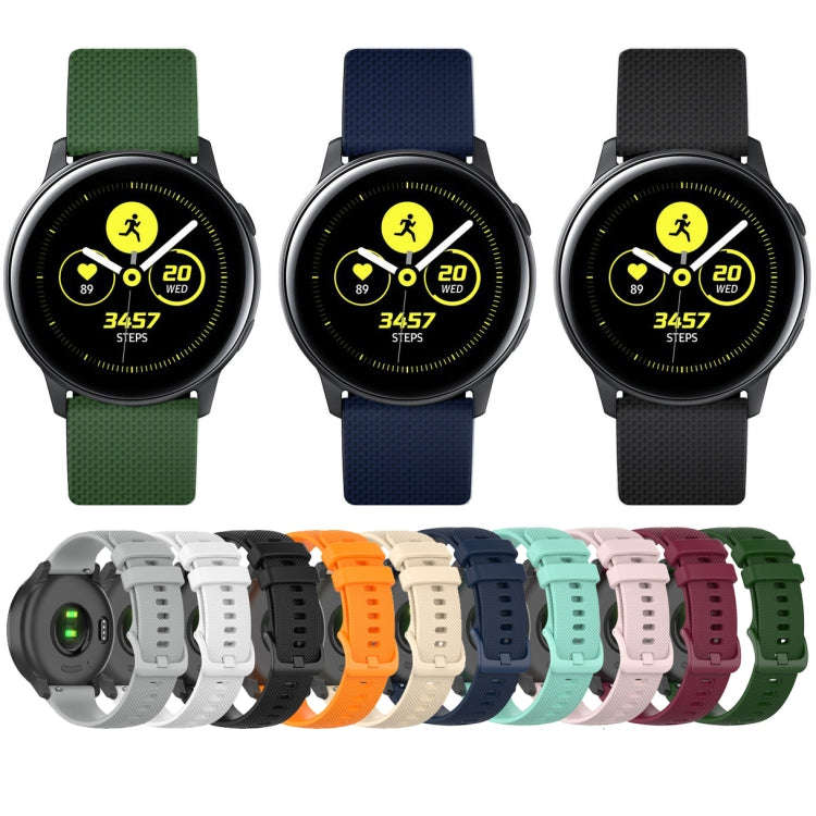 For Samsung Galaxy Watch Active 40mm 20mm Checkered Silicone Watch Band(Yellow)