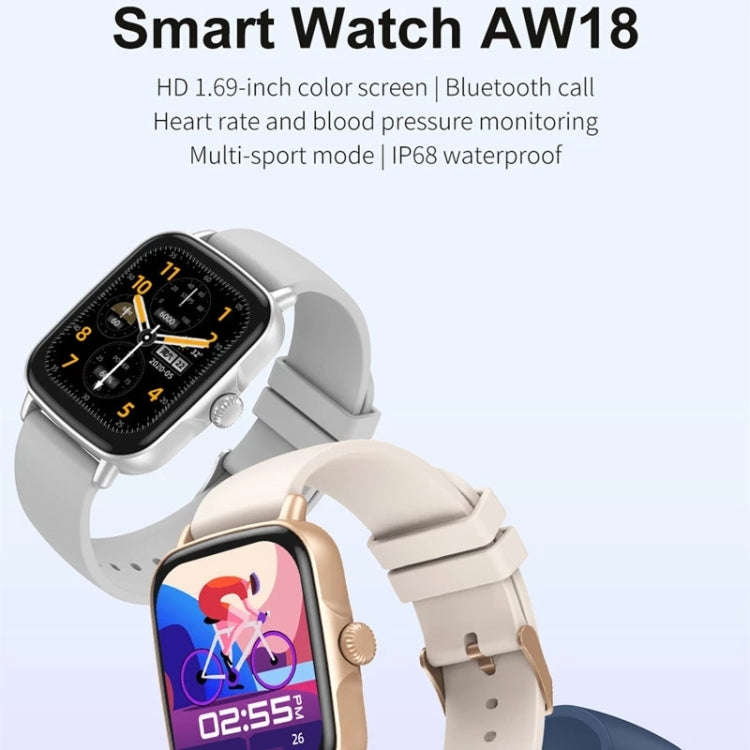 AW18 1.69inch Color Screen Smart Watch, Support Bluetooth Call / Heart Rate Monitoring(White)