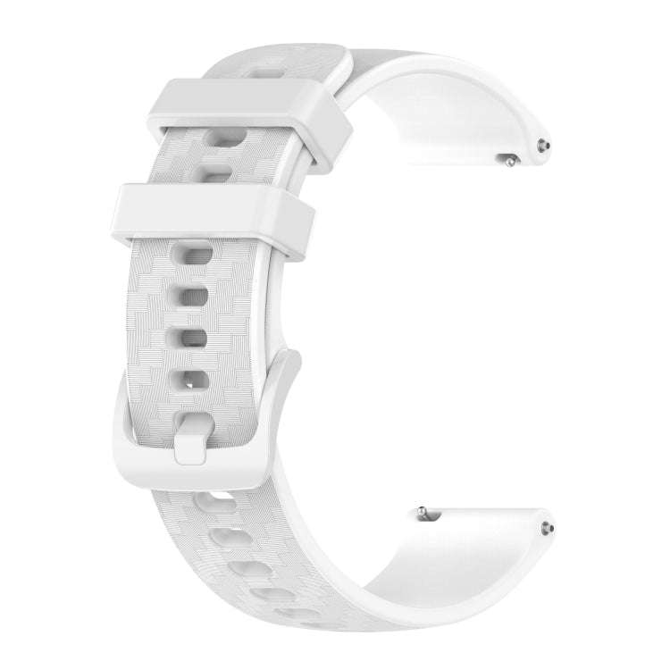 For Huawei Watch GT2 42mm 20mm Carbon Fiber Striped Silicone Watch Band(White)