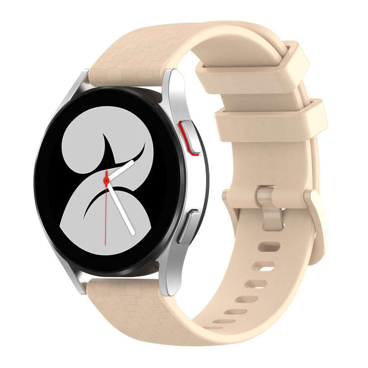 For Huawei Watch GT2 42mm 20mm Carbon Fiber Striped Silicone Watch Band(Beige)