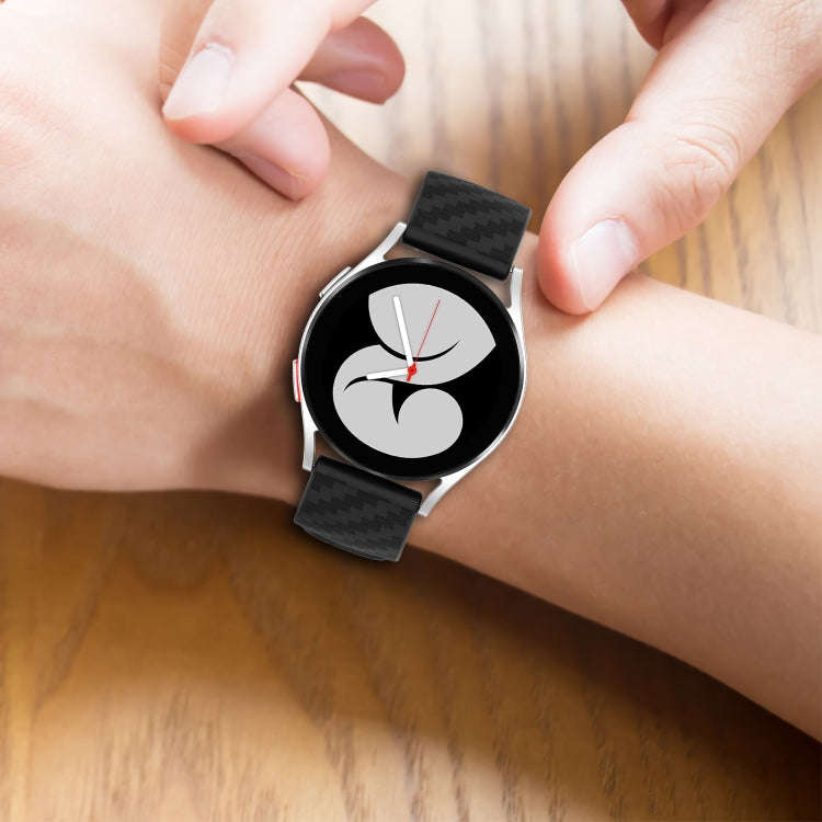 For Huawei Watch GT2 42mm 20mm Carbon Fiber Striped Silicone Watch Band(Water Duck)