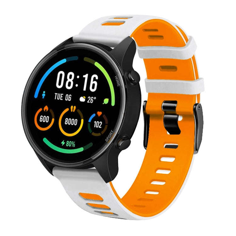 For Huawei Watch GT 2e 22mm Mixed-Color Silicone Watch Band(White+Orange)
